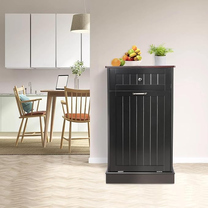 Betterhood Tilt Out Trash Cabinet 10 Gallon Wooden Free Standing Laundry Sorter - Image 4