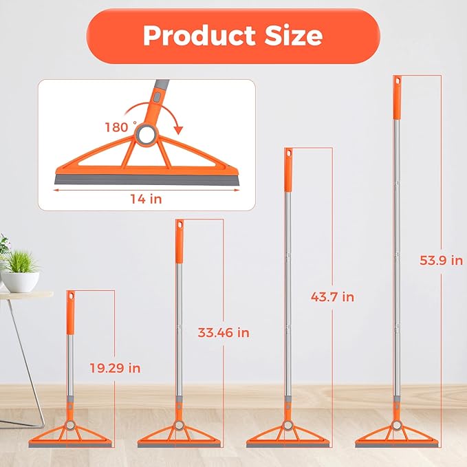 2-in-1 Air Broom, 180° Rotating 54 Inch Adjustable Silicone Rubber Broom - Image 2