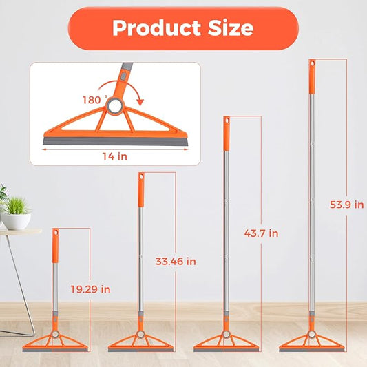 2-in-1 Air Broom, 180° Rotating 54 Inch Adjustable Silicone Rubber Broom - Image 2