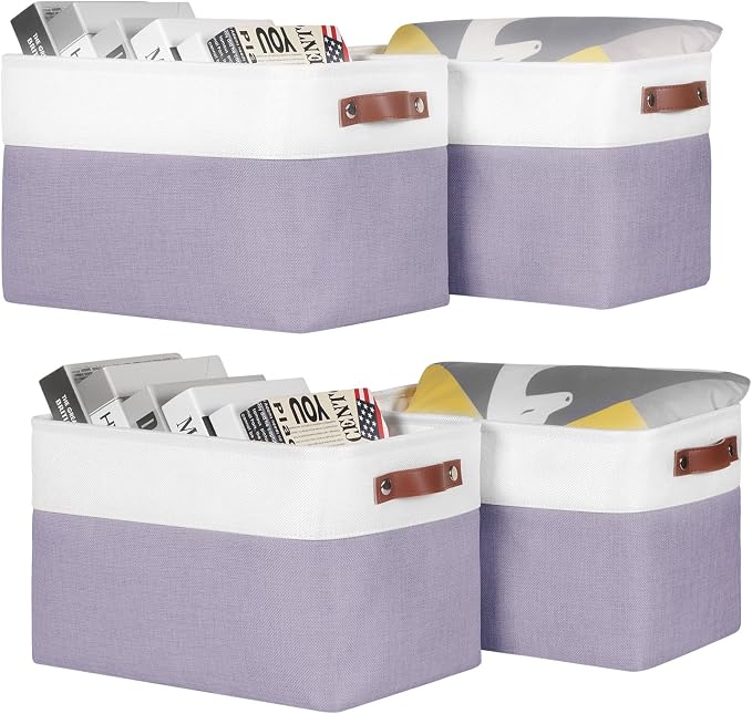 Univivi Large Fabric Storage Baskets Hard Bottom Organizer Bins by Univivi
