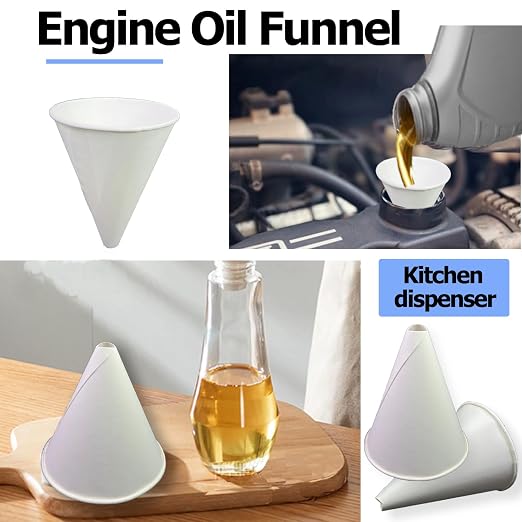 100 Pcs Paper funnels for Motor Oil 6oz Disposable Engine Oil Funnels Paper - Image 5