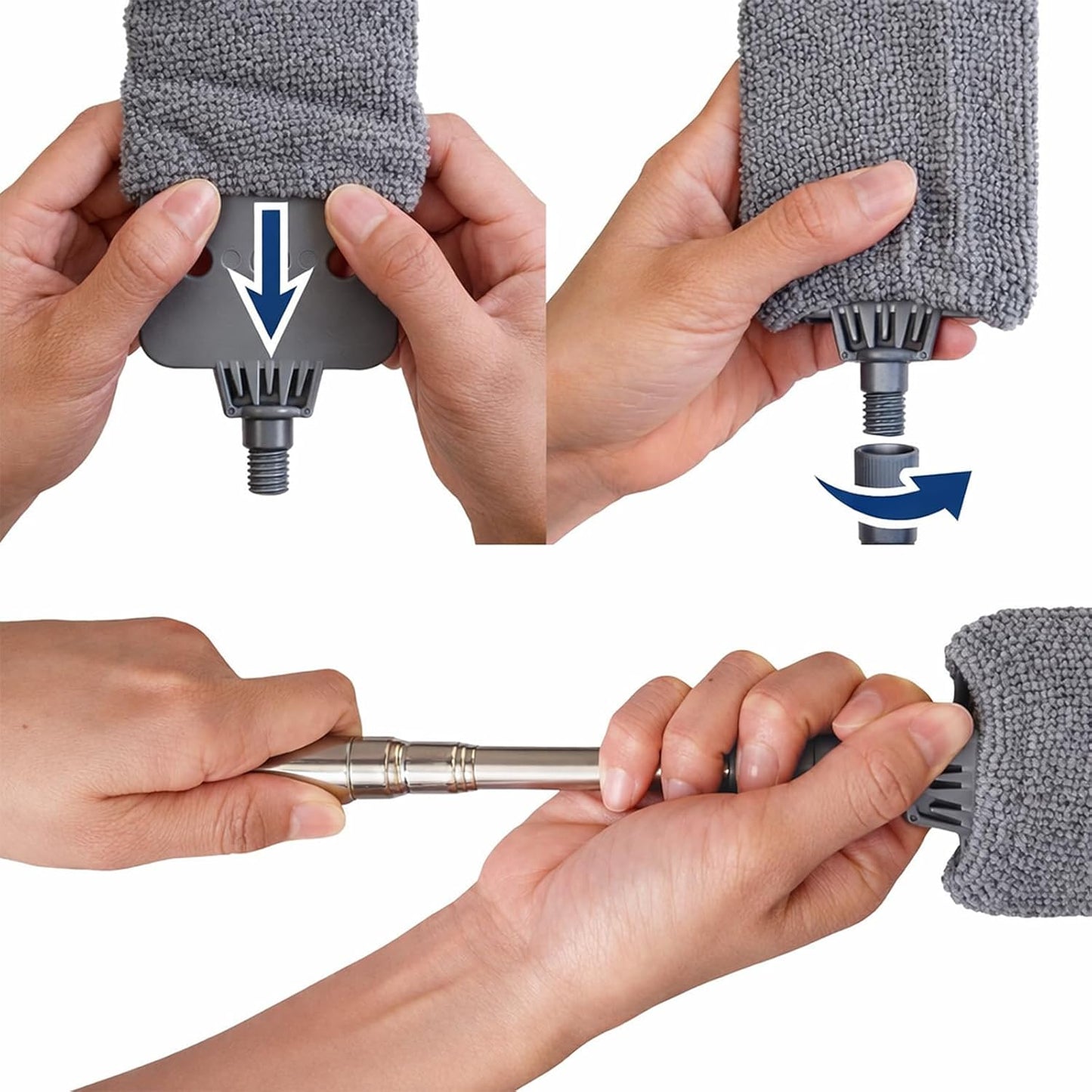 Retractable Gap Dust Cleaner with Extension Pole, Cleaning Tools with 3 Microfiber Dusting Cloths, Extendable Long Handle Duster for Cleaning Under Refrigerator Furniture Appliance