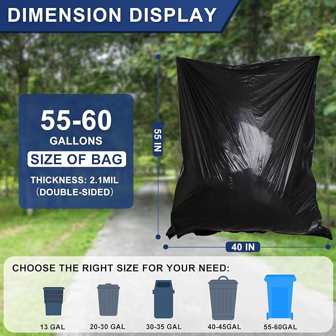 55-60 Gallon Trash Bags Heavy Duty 2.1 Mil - Image 4