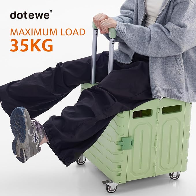 Folding Utility Cart Portable Rolling Crate Handcart Foldable Shopping Trolley - Image 2
