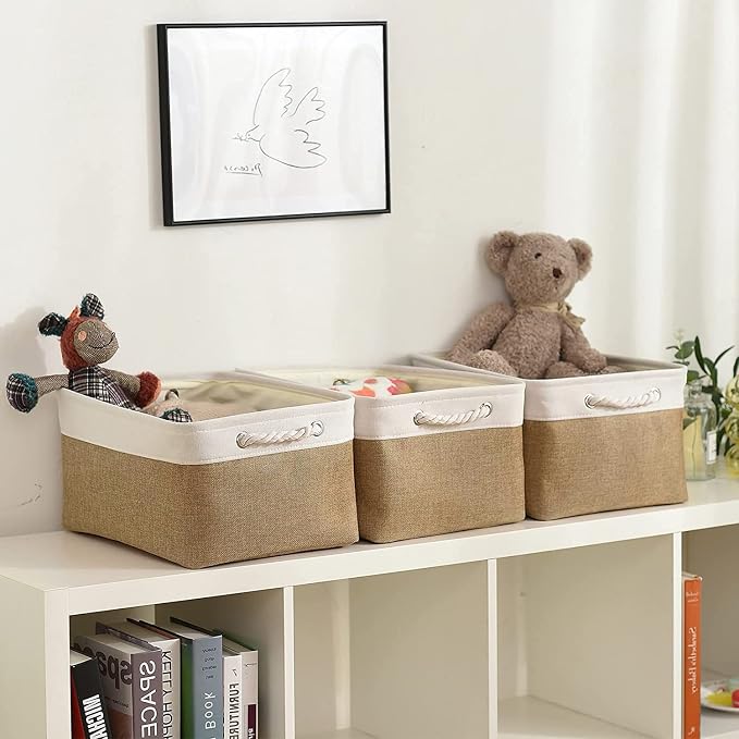 Storage Basket Fabric Sturdy Canvas Storage Bins Organizer - Image 3