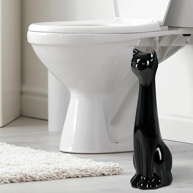 Allure Home Creation Black Cat 2-Piece Toilet Brush Holder and Brush Set - Image 3