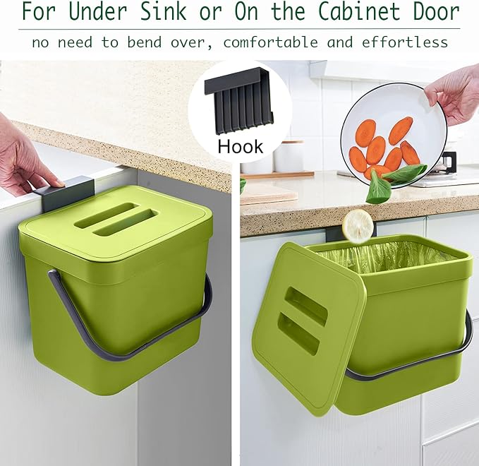 LALASTAR 1.8 Gallon Hanging Trash Can, Compost Bin Indoor Kitchen Sealed - Image 2