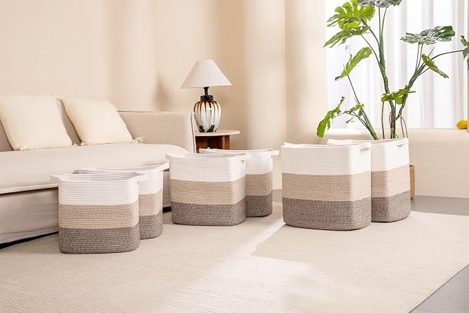 Storage Baskets for Clothes Fabric Cotton Rope Storage Basket - Image 6