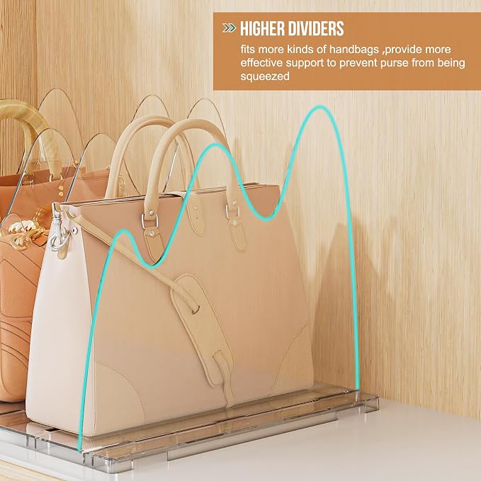 Bag & Purse Organizer for Closet, 2 Pack Adjustable Clear Handbag Storage Holder - Image 6