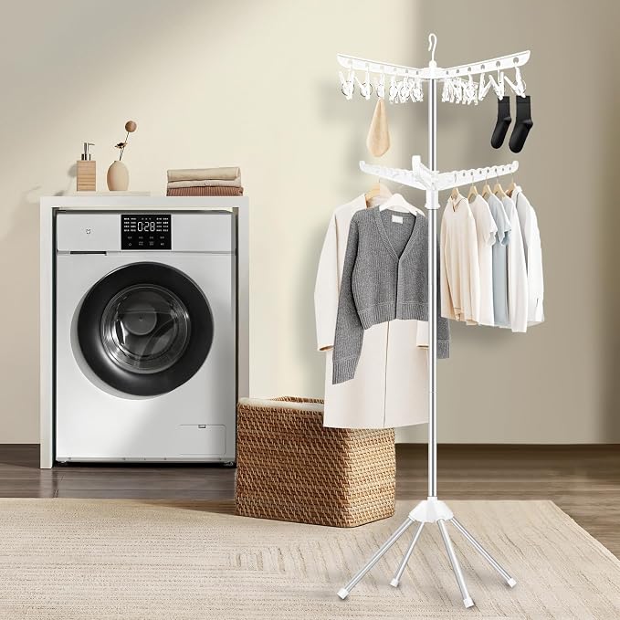 SUYU Clothes Drying Rack, Folding Clothes Drying Tree, 2 Layer - Image 2