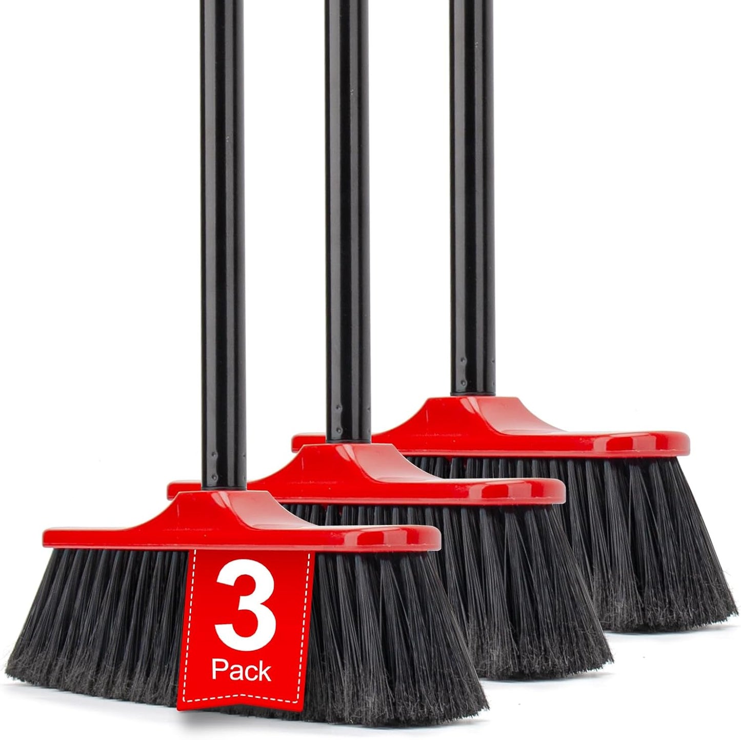 KeFanta 3 Packs Indoor/Outdoor Brooms, Brooms for Sweeping Indoor, 51" Long Handle House Broom for Home Garage Kitchen Office Courtyard Lobby Patio Lawn Concrete