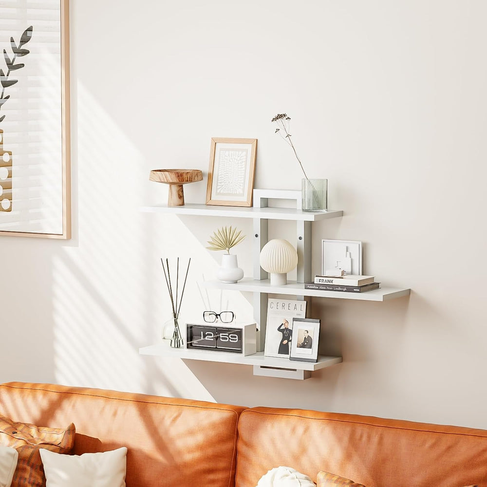 Homode Floating Shelves, Set of 3 Wooden Hanging Shelves, White