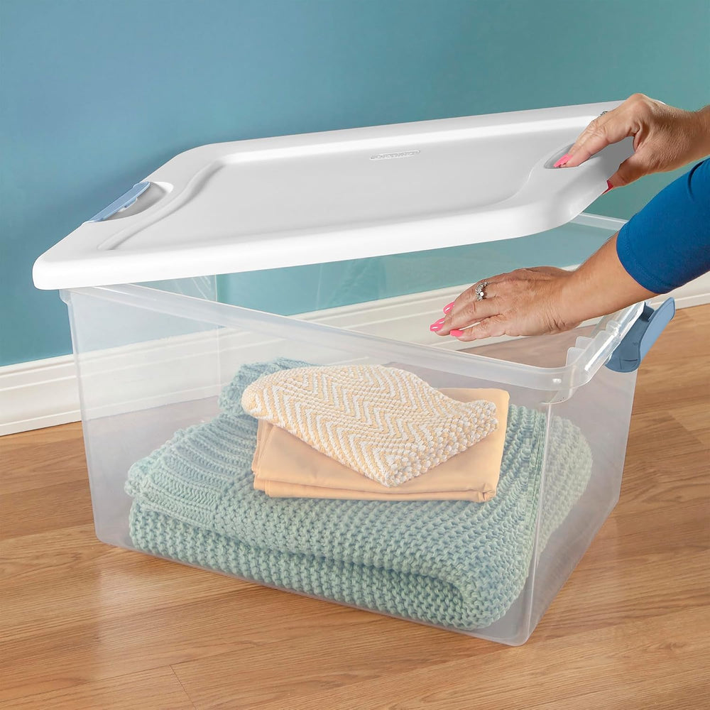 Sterilite 24-Pack Latching Box, Under Bed Storage Bins with Lids, Clear Plast...