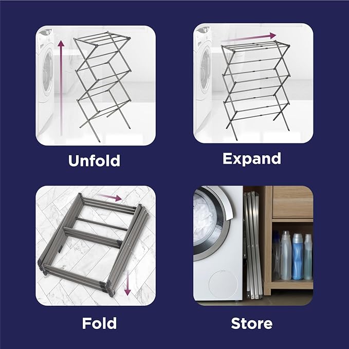 BLACK+DECKER 3 Tier Expandable Collapsing Foldable Laundry Rack - Image 7