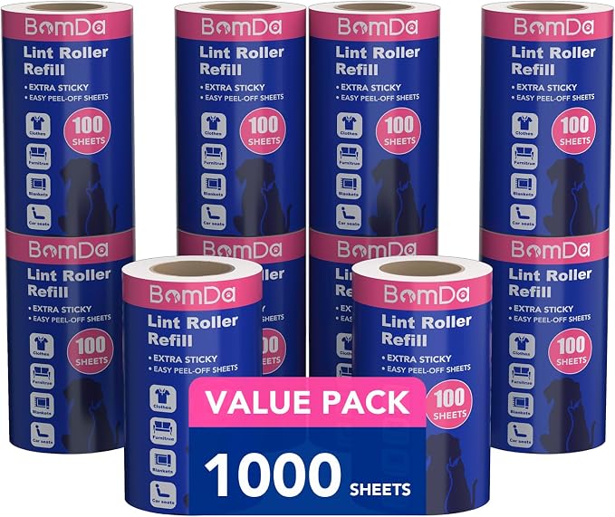 Extra Sticky Lint Roller for Pet Hair, Lint Rollers 1000 Sheets, Pet Hair Lint by BomDa