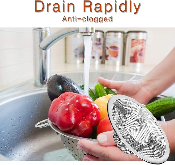 4pcs Heavy Duty Stainless Steel Kitchen Sink Strainer, 2.75" Top / 1" Mesh - Image 5