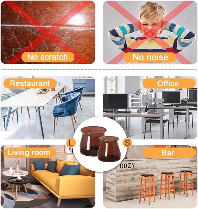 32 Pcs Chair Leg Protectors for Hardwood Floors, Silicone Felt Furniture Leg - Image 7