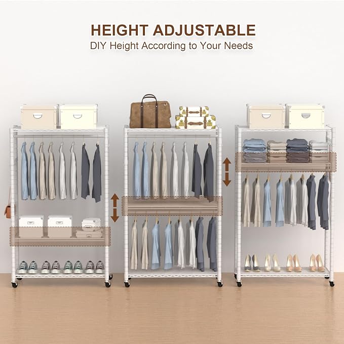 Clothes Rack, Clothing Rack for Hanging Clothes, 3 Tiers Adjustable Heavy Duty - Image 3