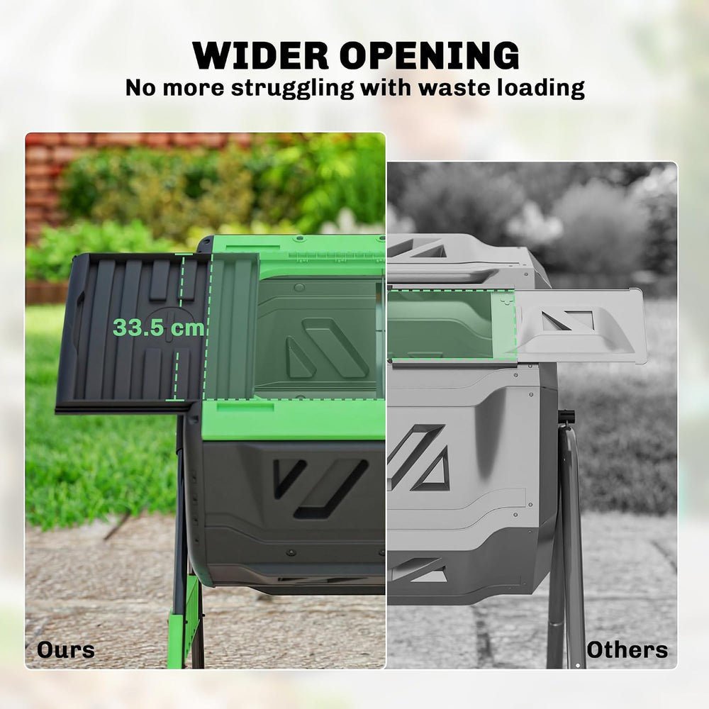 Outsunny Compost Bin Outdoor, 53 Gal Dual Chamber Compost Tumbler, Green