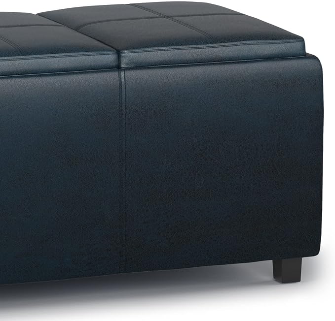 SIMPLIHOME Avalon 42 inch Wide Contemporary Rectangle Storage Ottoman in