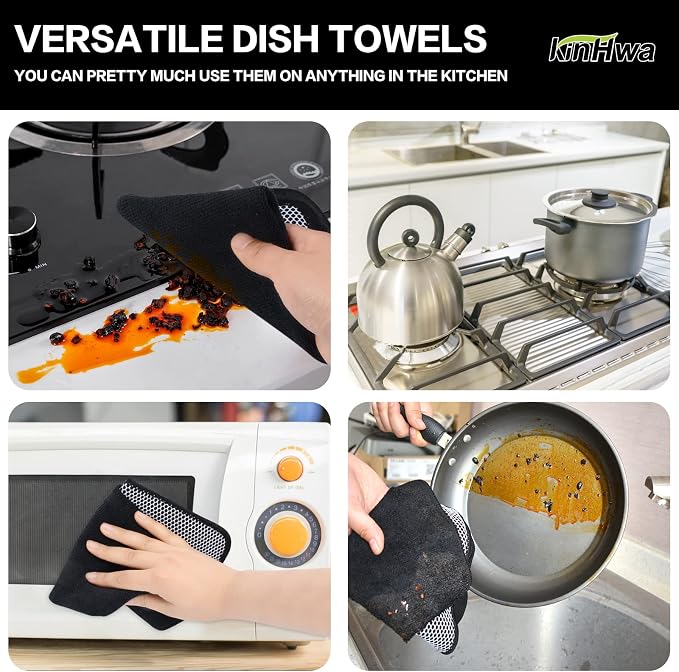 KinHwa Kitchen Washcloths for Dishes Absorbent Microfiber Dish Cloths Quick Dry - Image 6