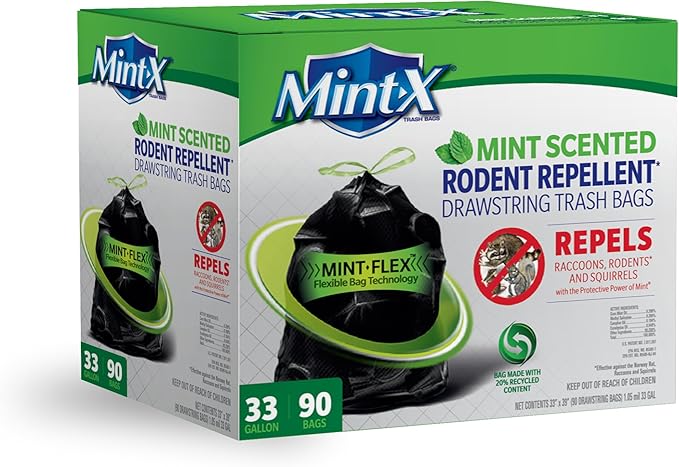 Mint-X Rodent Repellent Outdoor Home and Industrial Trash Bags by Mint-X