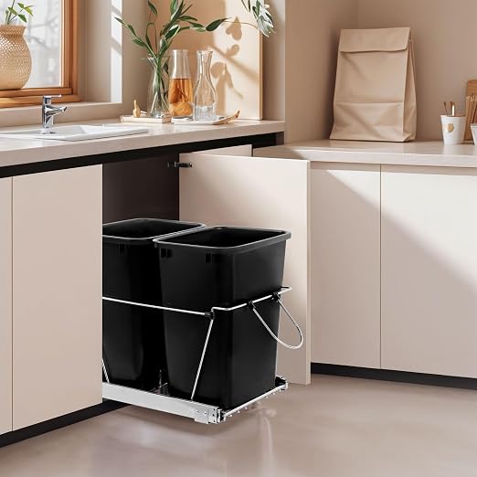 SUPER DEAL Double 35-Quart Pull Out Trash Can Under Cabinets Under Sink Garbage - Image 2