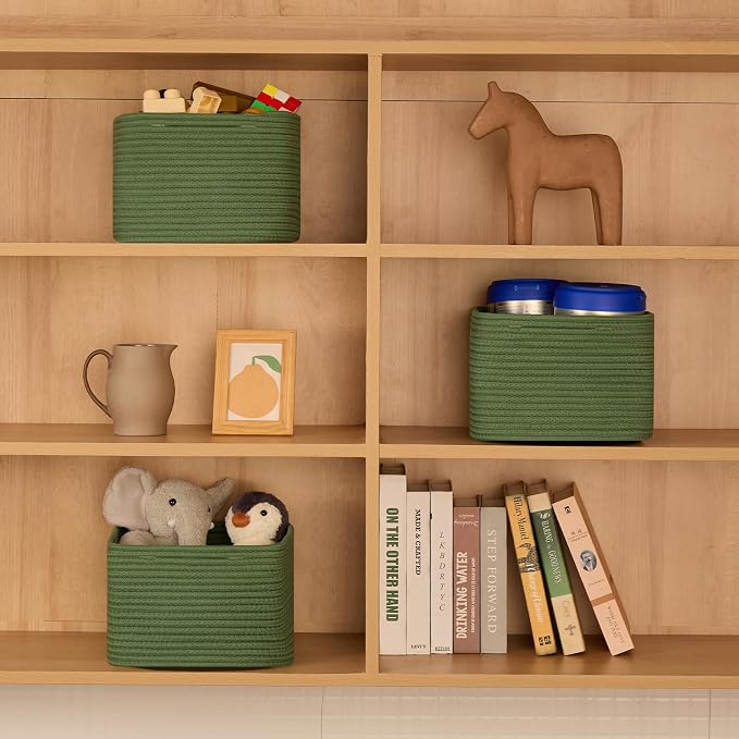 Small Organizing Baskets for Cubes Shelf, 9.7x9.7x7.1 Inch Rope Woven Storage - Image 4