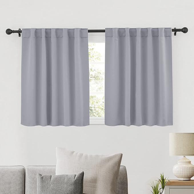 RYB HOME Bedroom Curtains, Room Darkening Thermal Insulated Curtain Back Tab by RYBHOME
