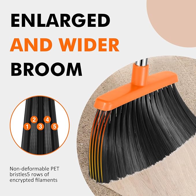 NACENA Heavy Duty Broom, 55 Inch Long Handle Outdoor Large Angle Brooms - Image 4