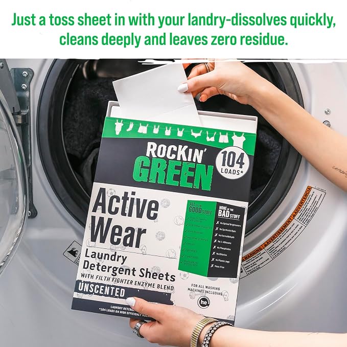 Rockin' Green Active Wear Travel Laundry Detergent Sheets Unscented - Image 4