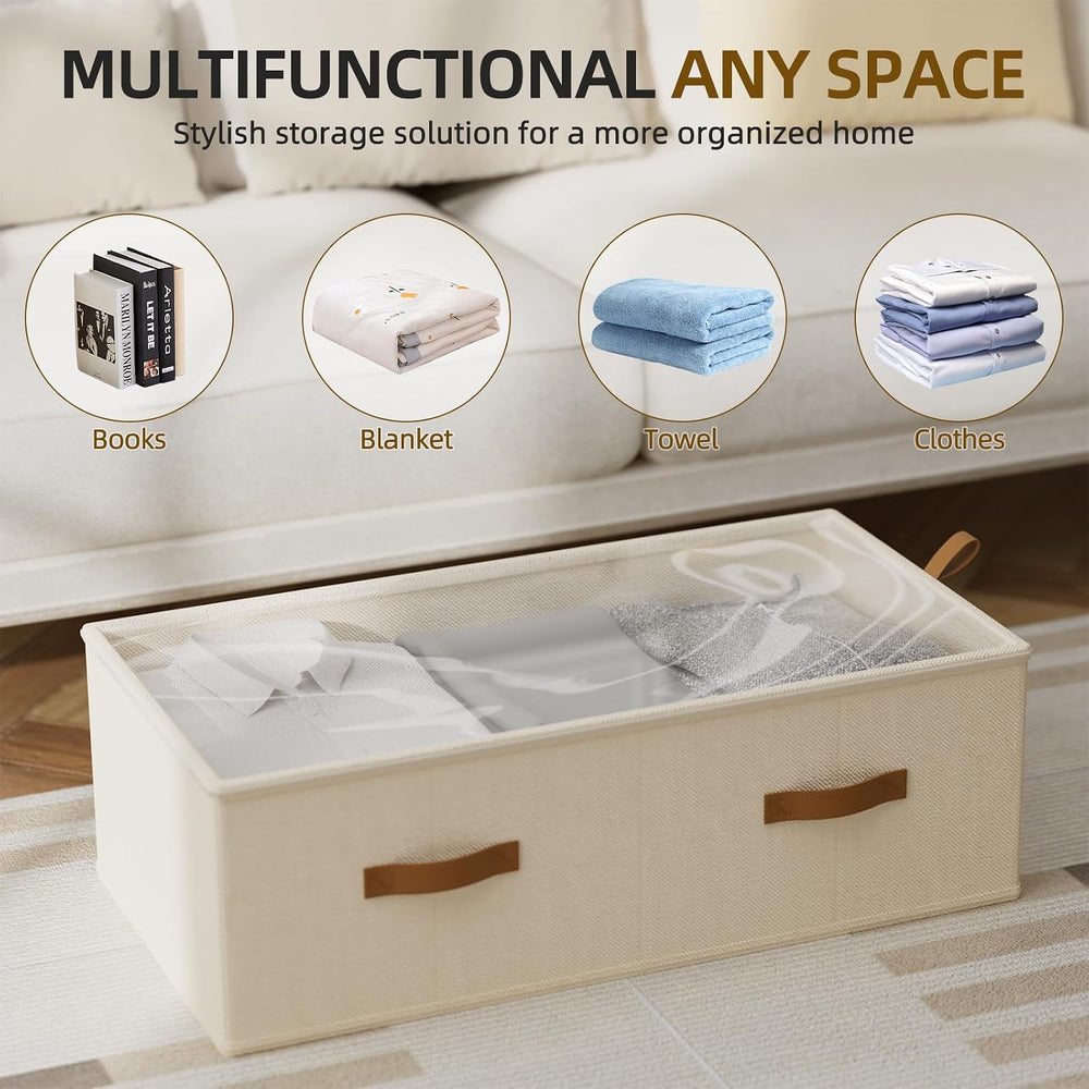 10inch 3 Pack Under Bed Storage Containers, 10 Inch Tall Underbed Clothes Sto...