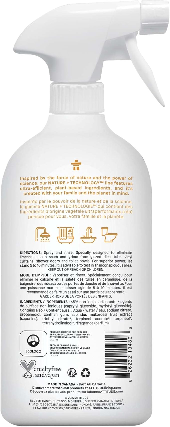 ATTITUDE Bathroom Cleaner Spray, EWG Verified, Plant-Based & Vegan, Safe - Image 7