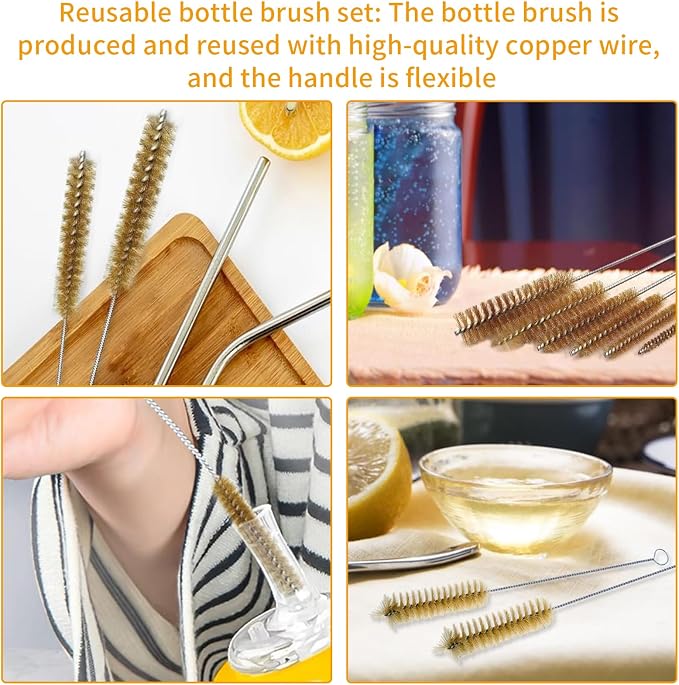 7pcs Brass Wire Tube Brushes Bottle Brush Set, 11Inch Long Wire Brushes - Image 7