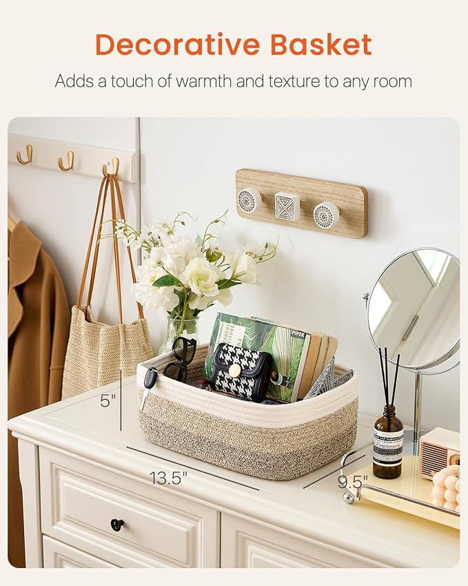 Small Woven Basket, 13.5 x 9.5 x 5 Inches, Storage Basket - Image 2