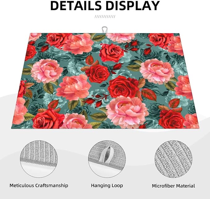 Floral Boho flowers Dish Drying Mat - Image 4