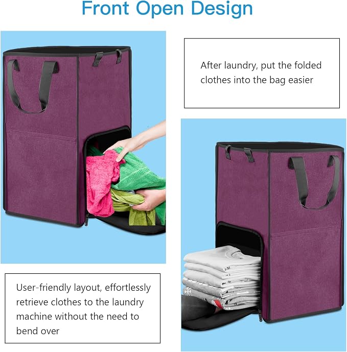 Bukere Laundry Tote Basket, Laundry Backpack Bag - Image 5