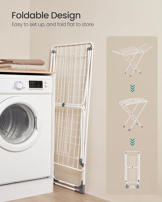 SONGMICS Clothes Drying Rack, Metal Laundry Drying Rack, Space-Saving, - Image 4