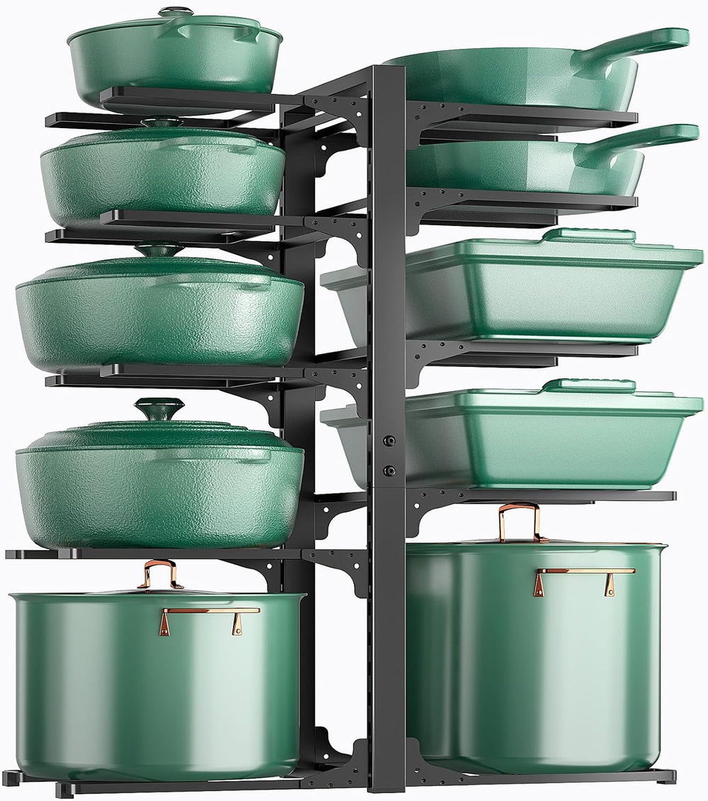 ORDORA Pots and Pans Organizer Under Cabinet 23.6" 10-Tier Adjustable Black