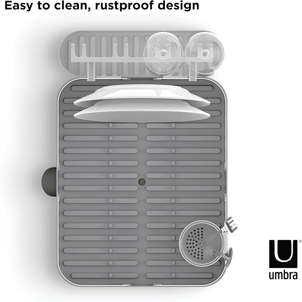 Umbra Holster Dish Rack– Molded Plastic Dish Drying Rack with Drainage Spout,...