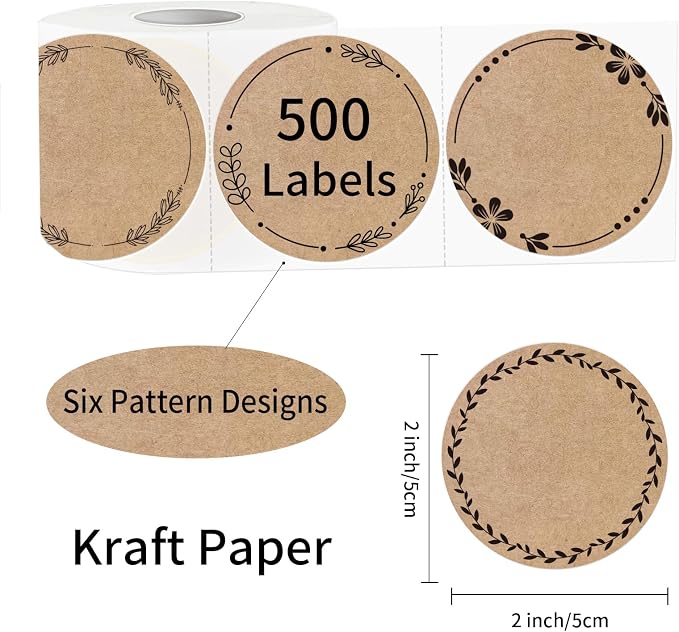 2" Brown Label Stickers for Jars and Lids, Kraft Sticker Labels for Pantry - Image 2