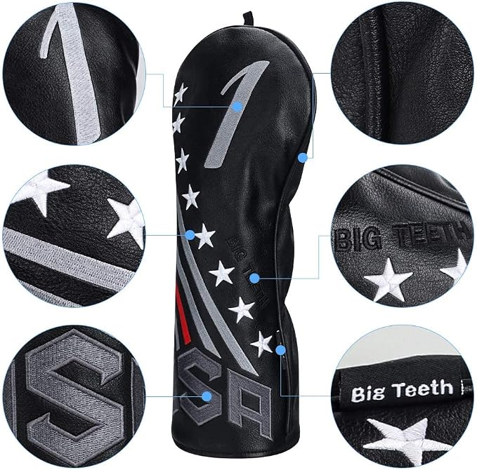Big Teeth Golf Cover USA Stripe and Star Headcover Covers, Driver Fairway Wood - Image 4
