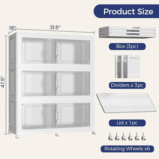 150GAL Storage Bins with Lid and Wheels, Stackable Closet Organizers and - Image 2