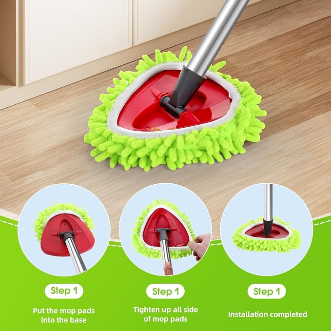 Microfiber Spin Mop Head Replacement 4 Pcs & 2 Chennile Mop Replace & 1 Scrub - Image 5