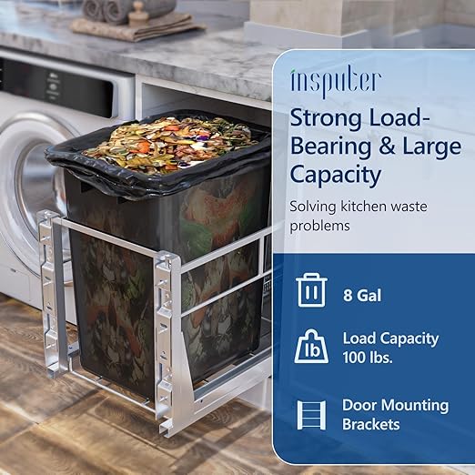 Insputer 8 Gal Pull Out Trash Can Under Cabinet, Heavy Duty Under Sink Garbage - Image 2