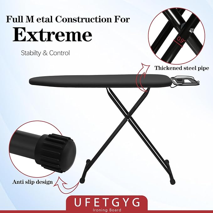 Ironing Board, Metal Panel Iron Board |43" X 13" W/with Iron Rest | Full Metal - Image 4