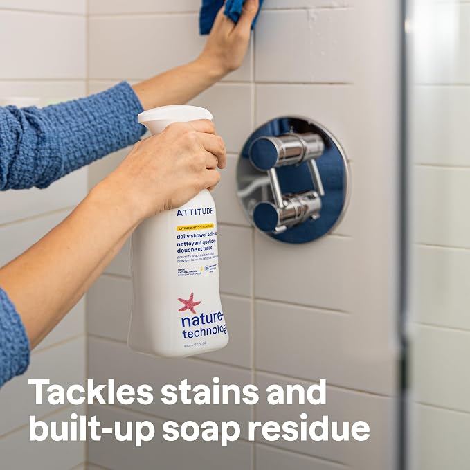 ATTITUDE Shower & Tile Cleaner, EWG Verified, Plant-Based & Vegan Bathroom Spray - Image 2