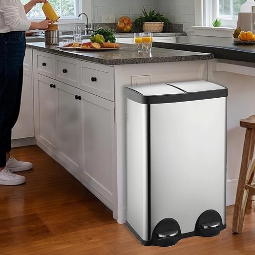 60 Liter 16 Gallon Dual Trash Can, Recycle Bins - Image 8