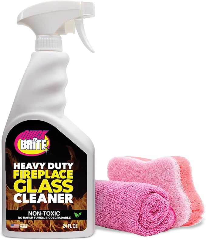 Quick N Brite Fireplace Glass Cleaner 24oz, by QuickNBrite