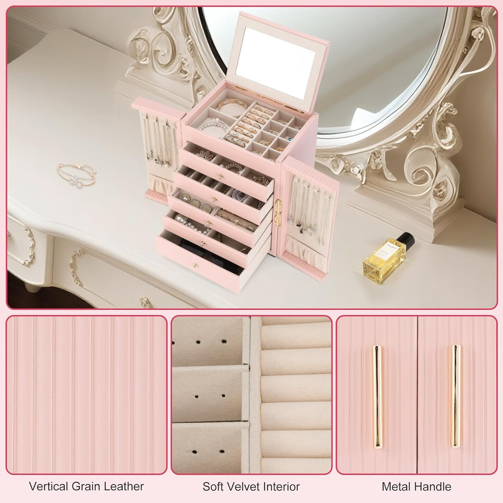 Dajasan Large Jewelry Organizer Box, 6-Tier Jewelry Storage Case with 5 Drawe...